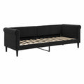 Canapé convertible, en velours, coloris noir, 80 x 200 cm, pour le salon ou la chambre d’amis