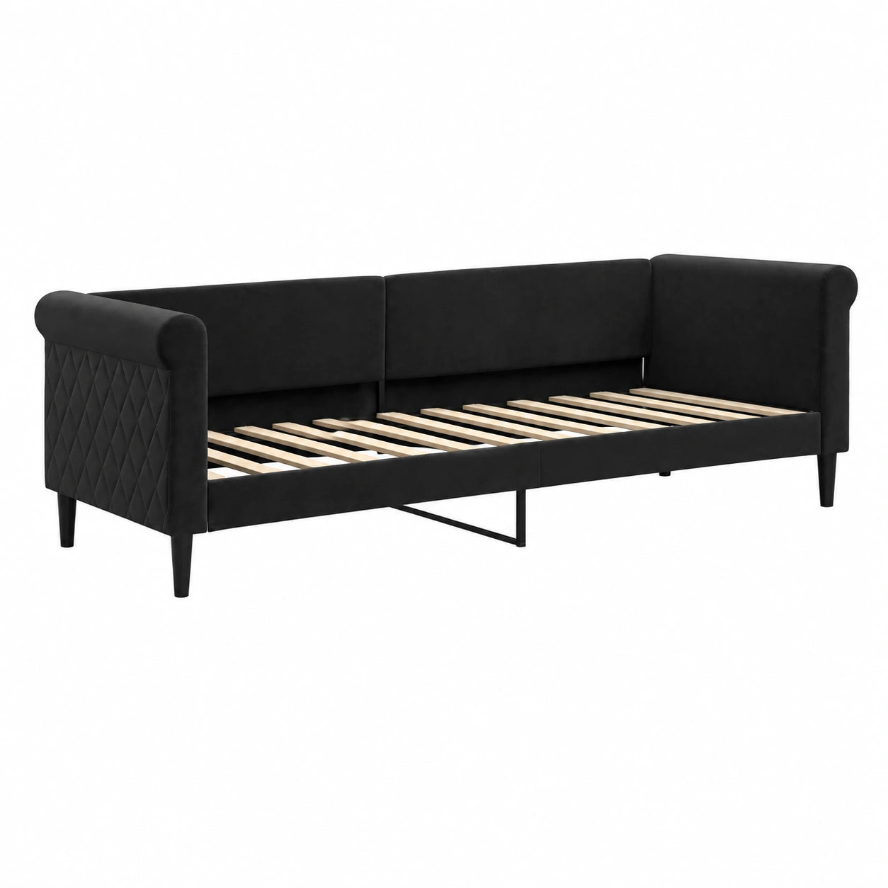 Canapé convertible, en velours, coloris noir, 80 x 200 cm, pour le salon ou la chambre d’amis