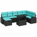 Salon de jardin, 9 pièces, modulable, en résine tressée, coloris noir, pour la terrasse ou le jardin