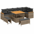 Salon de jardin, 9 pièces, modulable, avec rangement, en résine tressée, coloris gris, pour la terrasse ou le jardin
