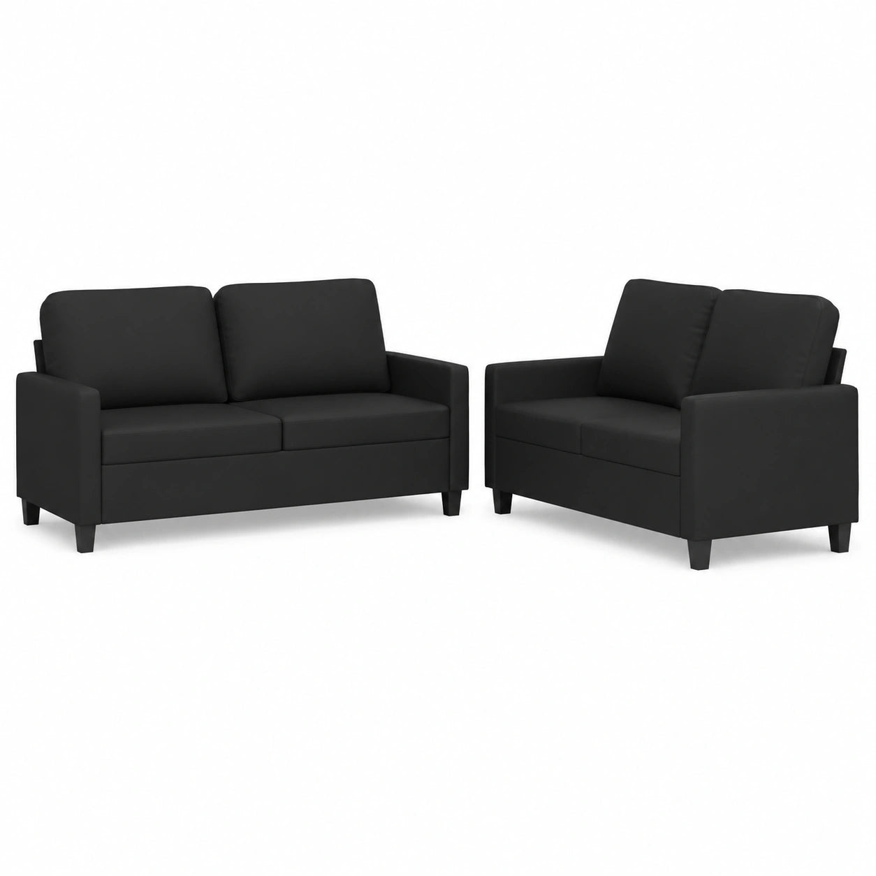 Canapé convertible, 2 pièces, en similicuir, coloris noir, pour le salon ou la chambre d’amis
