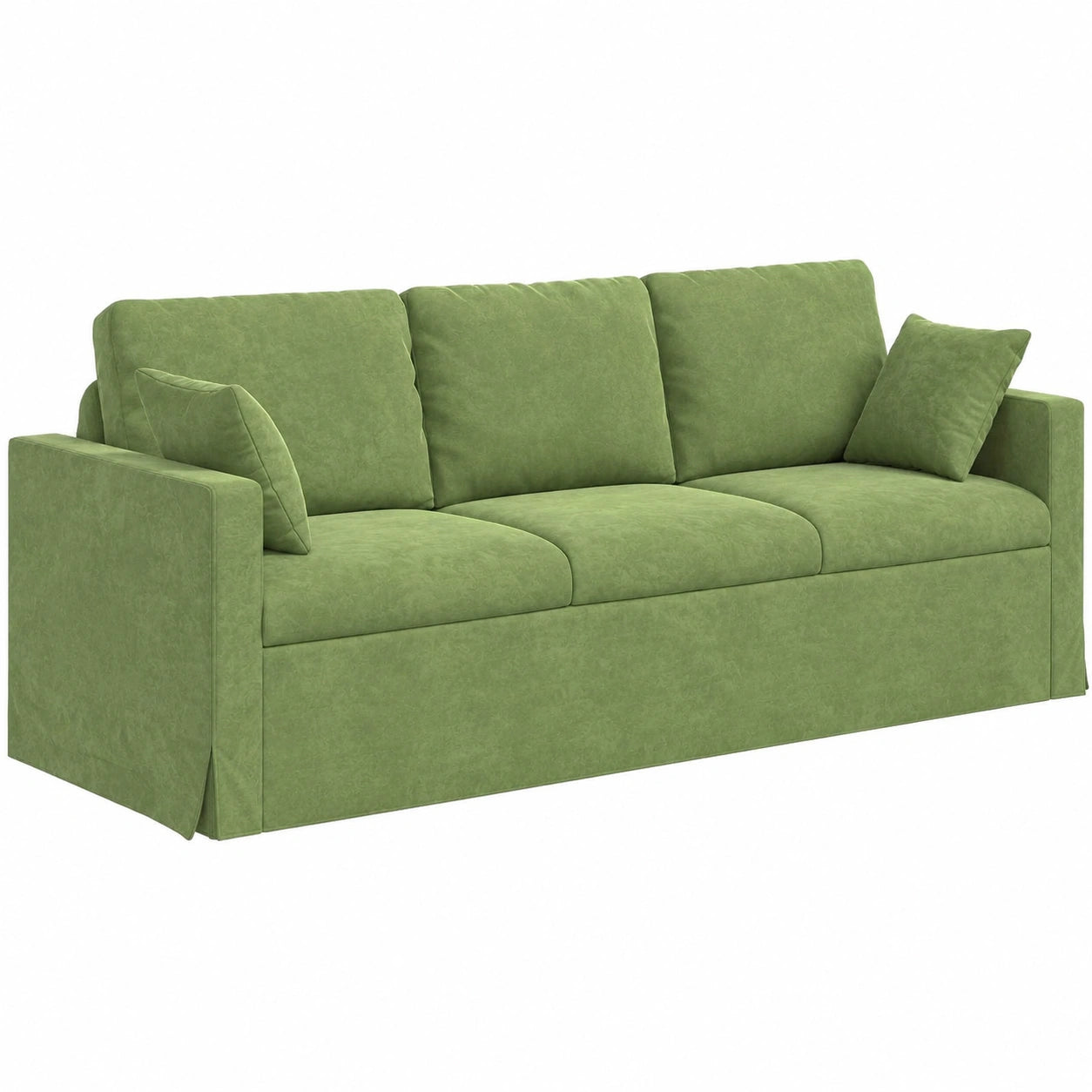 Canapé, en velours et tissu, coloris vert, 158 x 78 x 80 cm, pour le salon