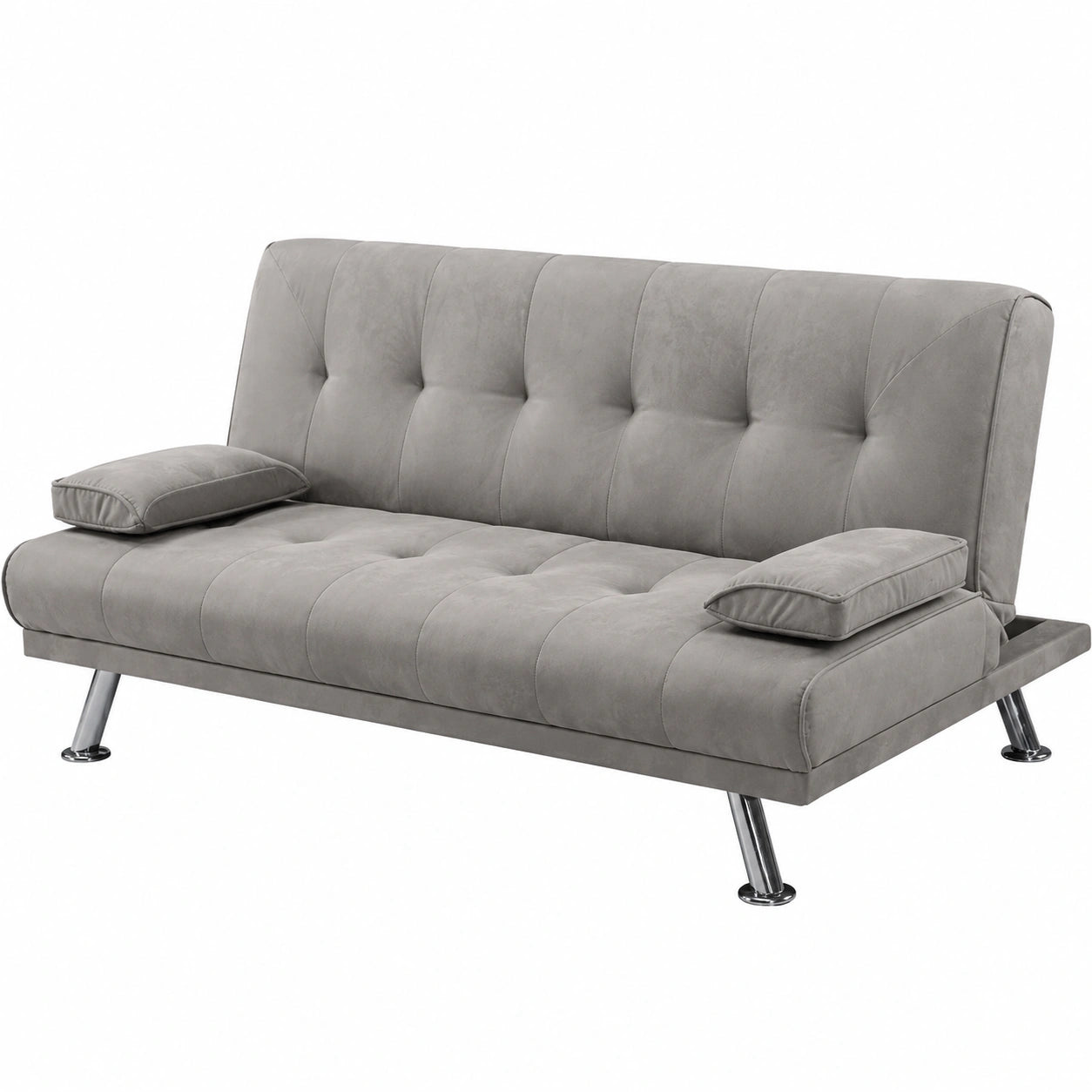 Canapé convertible, 3 places, coloris gris, pour le salon ou la chambre d’amis