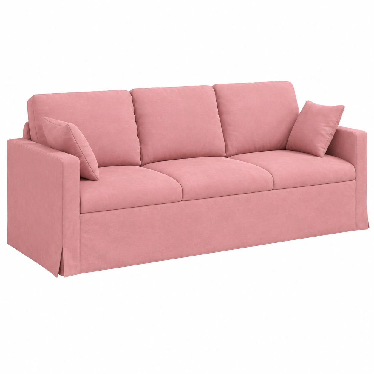 Canapé, en velours et tissu, 198 x 78 x 80 cm, coloris rose, pour le salon
