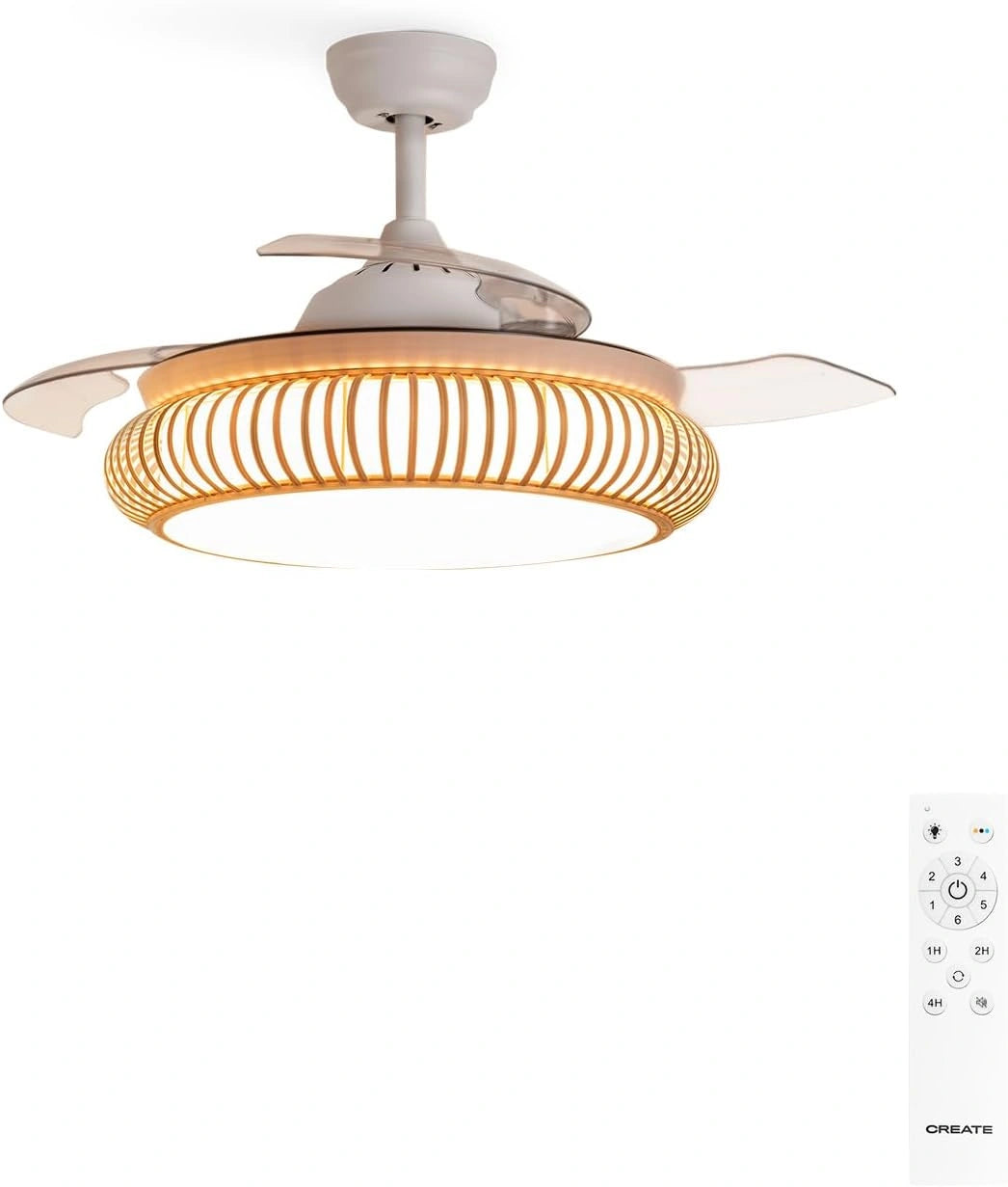CREATE, Ventilateur, 40W, avec télécommande, fonctionnement silencieux, Blanc