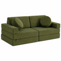 Canapé convertible, modulable, coloris vert, 2 places, pour le salon ou la chambre d’amis