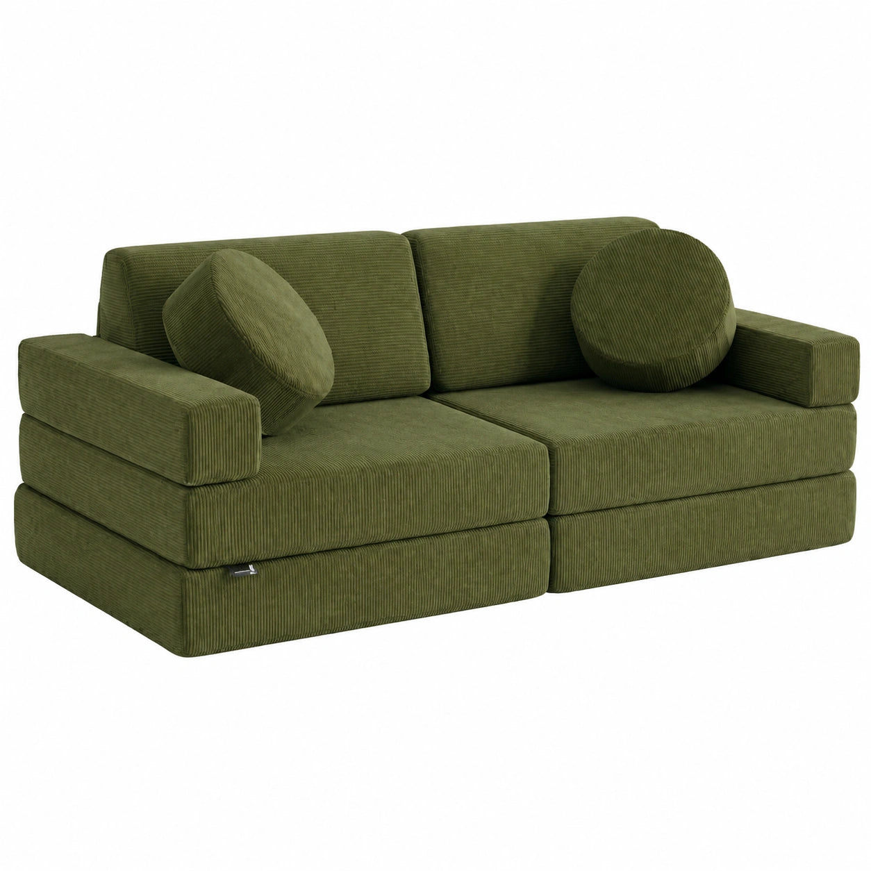 Canapé convertible, modulable, coloris vert, 2 places, pour le salon ou la chambre d’amis
