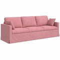 Canapé, en velours et tissu, 228 x 78 x 80 cm, coloris rose, pour le salon