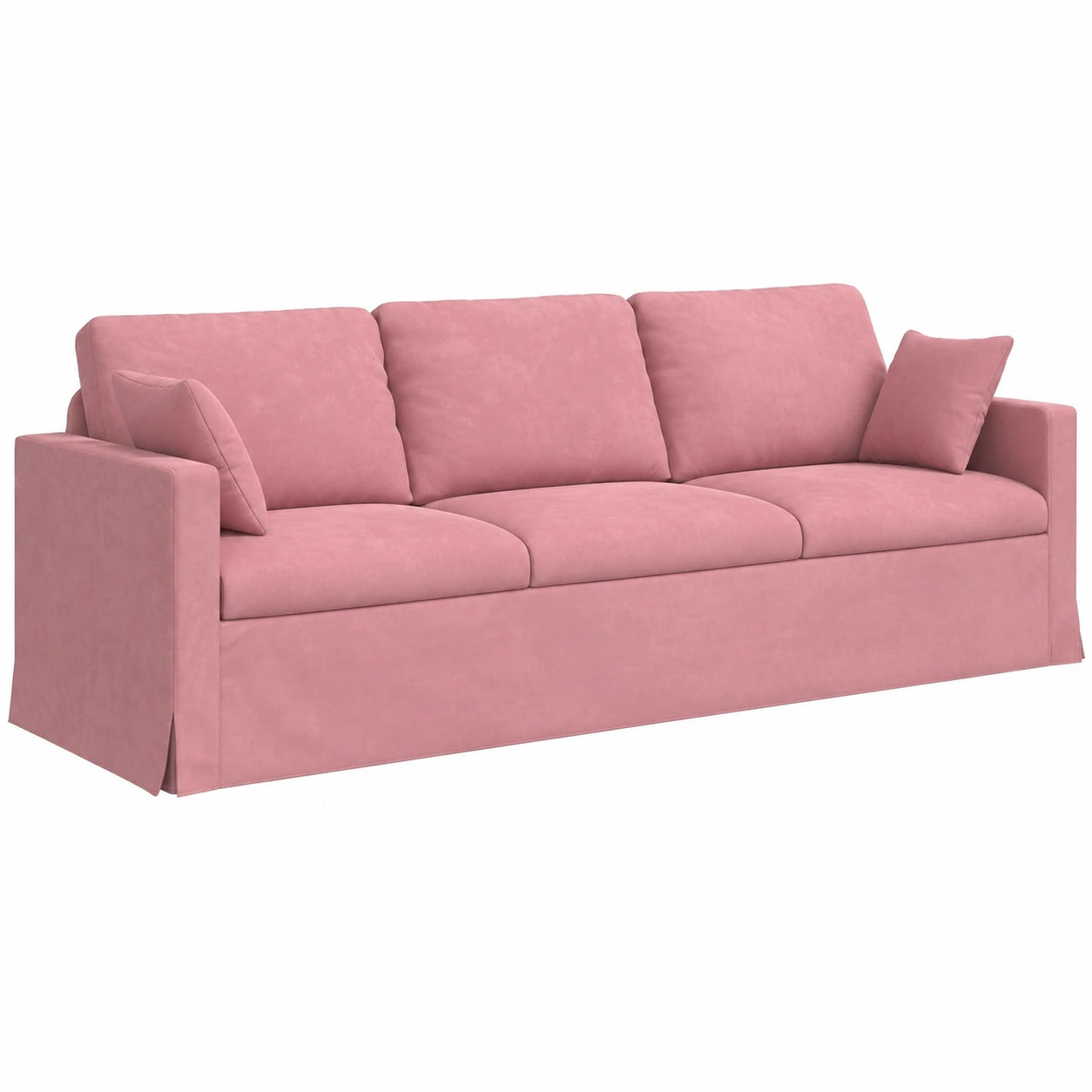Canapé, en velours et tissu, 228 x 78 x 80 cm, coloris rose, pour le salon