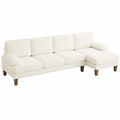 Canapé d’angle, avec 2 chaise, convertible, coloris beige, 4 places, 283 x 123 x 84 cm, pour le salon