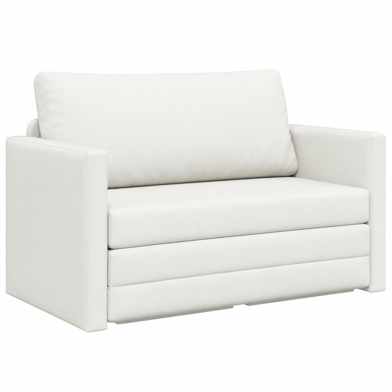 Canapé convertible, en cuir, 124 x 71 x 78 cm, coloris blanc, pour le salon ou la chambre d’amis