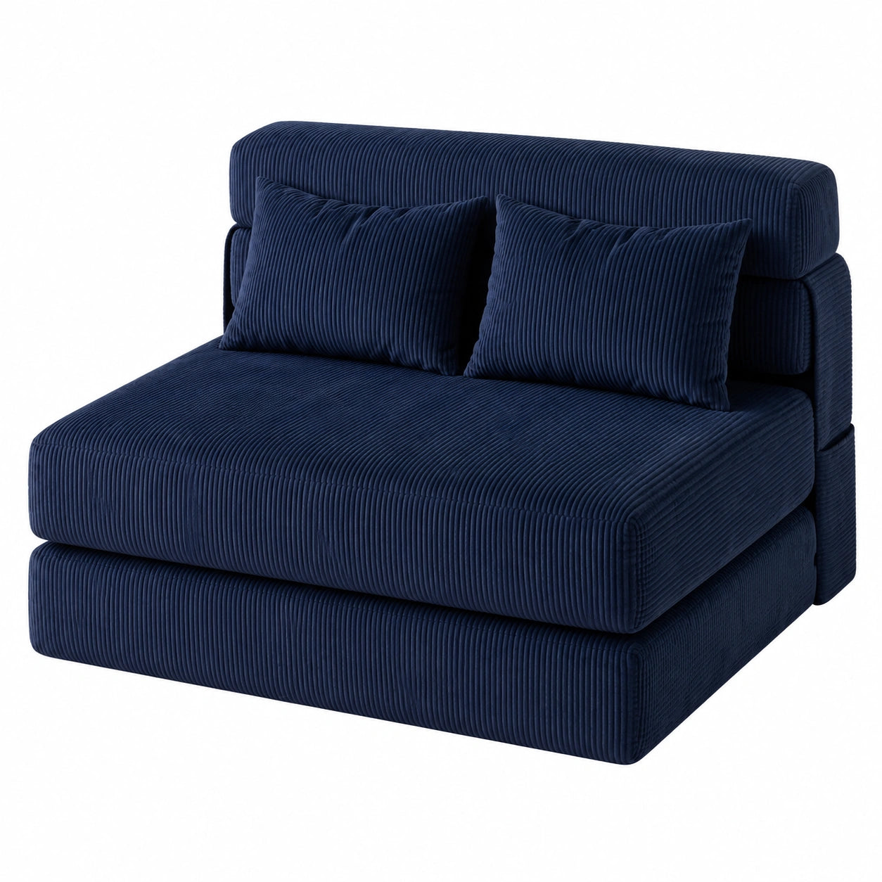 Canapé convertible, 2 places, pliable, en velours côtelé, coloris bleu, 107 x 32 x 32 cm, pour le salon ou la chambre d’amis