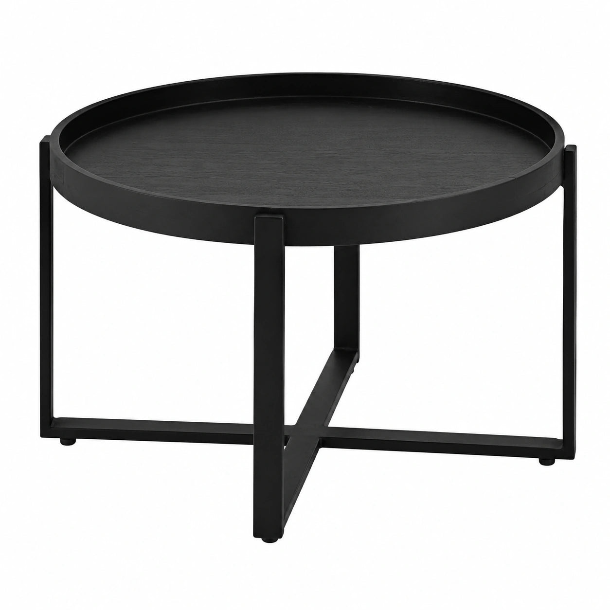 Table basse, en bois massif, 60 x 60 x 35 cm, coloris noir, pour le salon