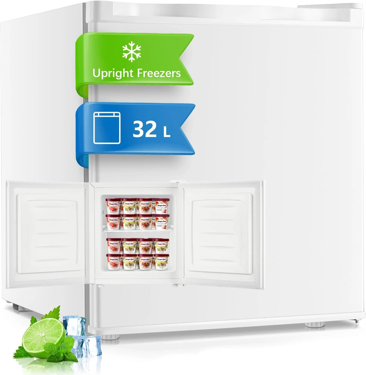 FOHERE, Congélateur, 32L, fonctionnement silencieux, Blanc