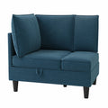 Canapé d’angle, convertible, modulable, avec rangement, en velours, coloris bleu, pour le salon