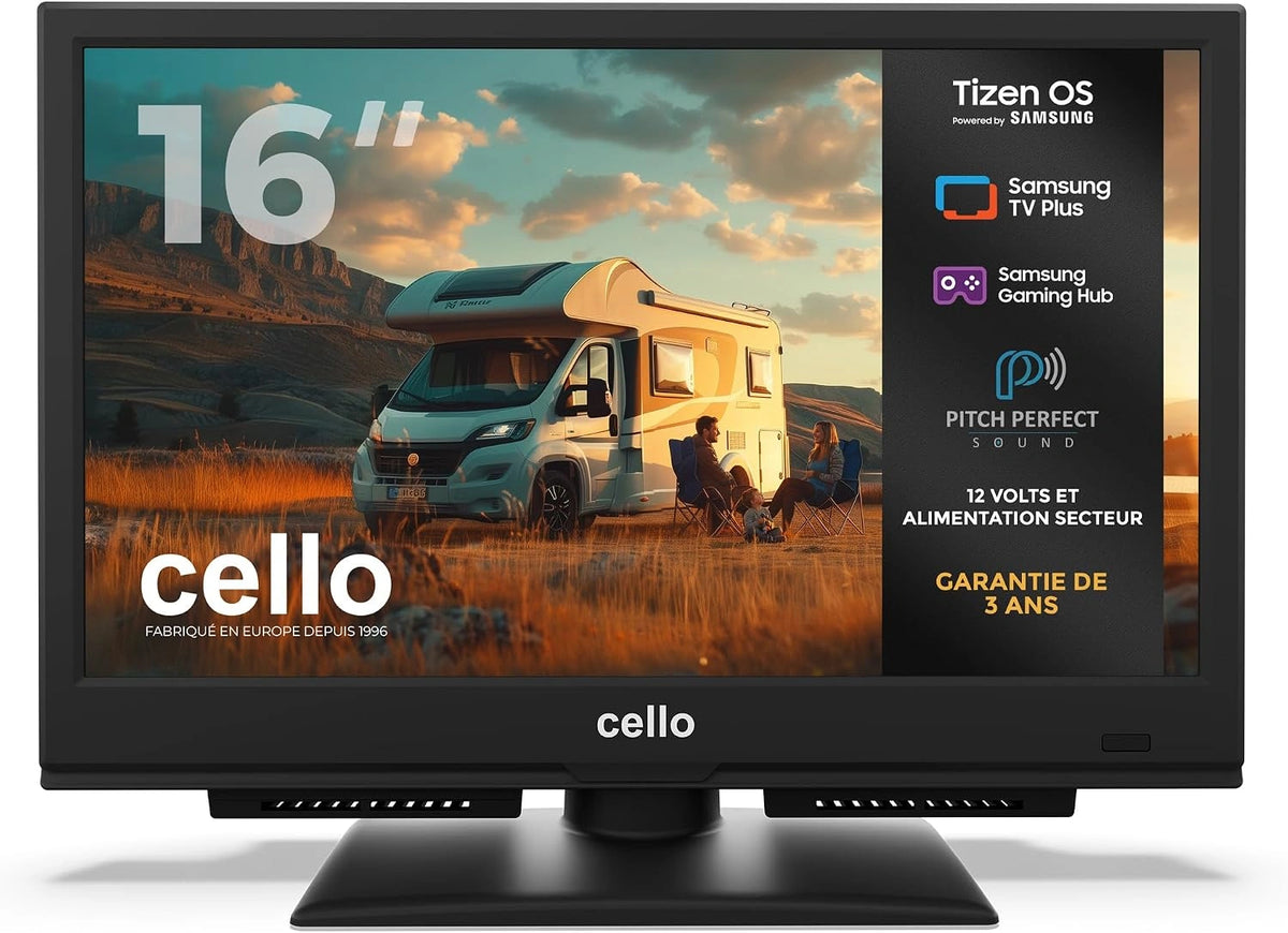 Cello, Téléviseur, CTRAV-16TZ, 12 V, 230 V, 16 Pouces, Bluetooth, connecté