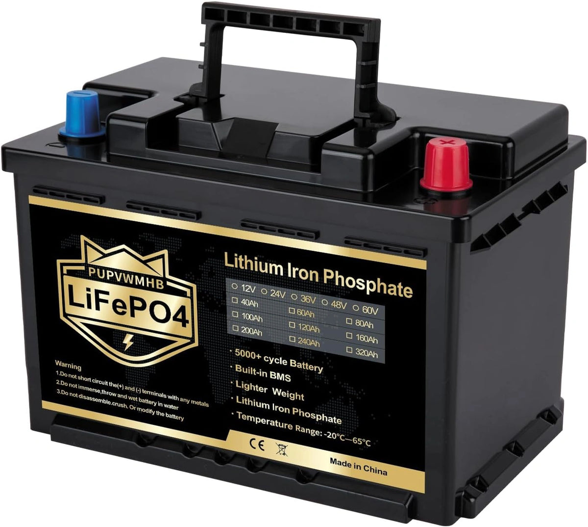 LiFePO4, Batterie, 12 V, Bluetooth, format compact