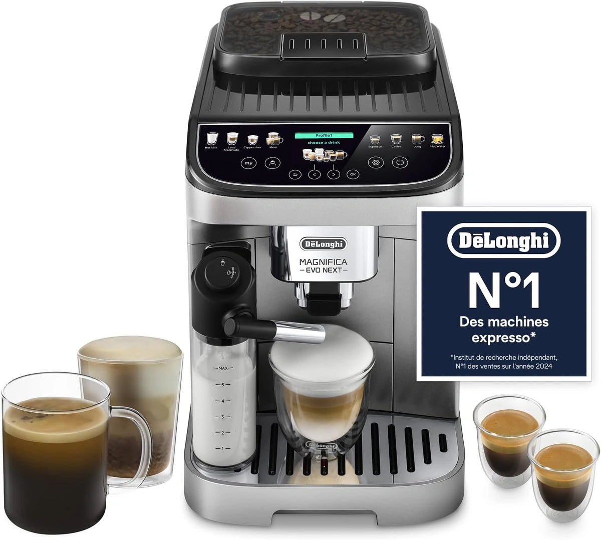 De'Longhi, Machine à café, ECAM312, commande tactile, fonctionnement automatique, Noir/Argenté