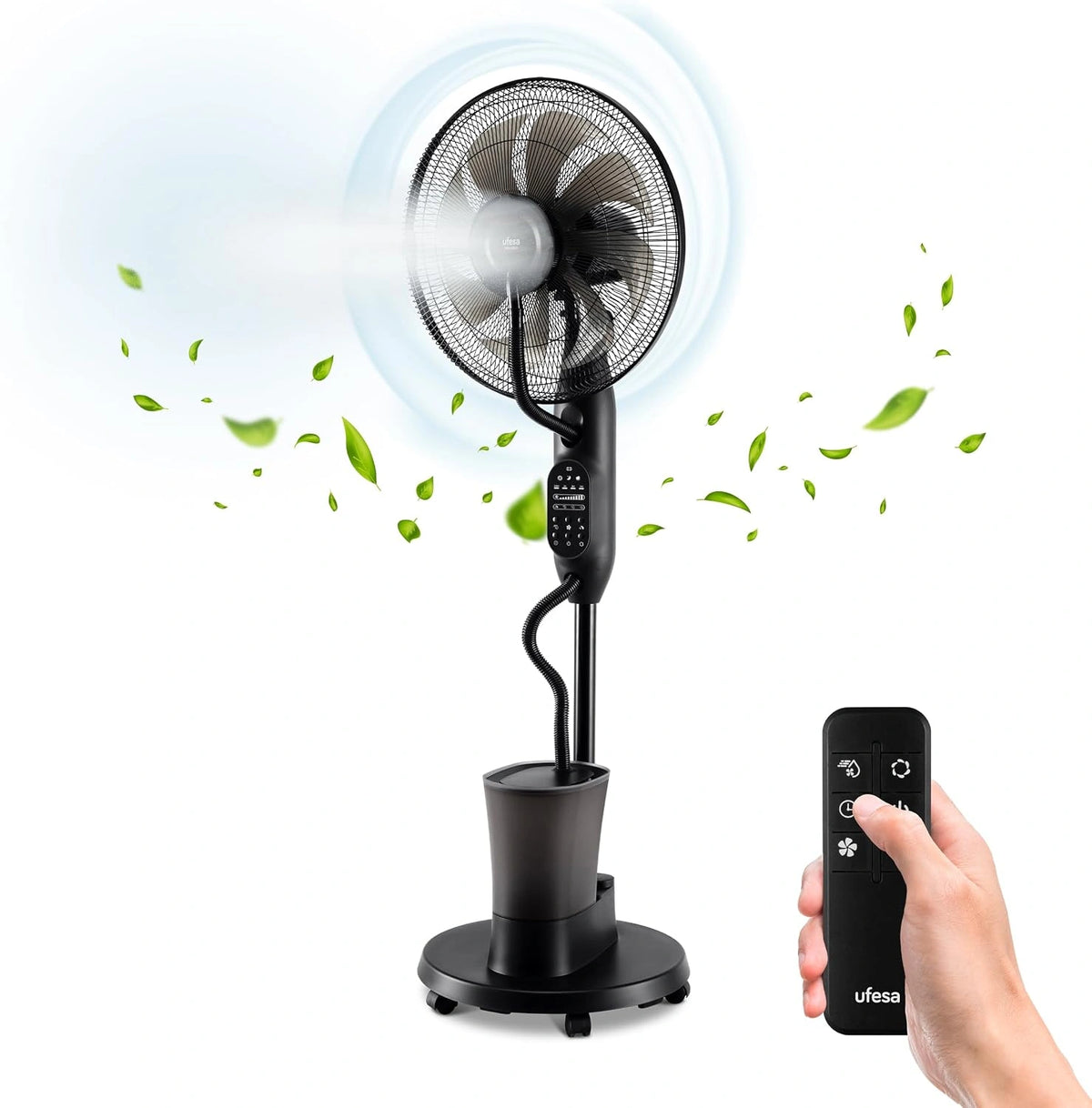 UFESA, Ventilateur, 60W, avec télécommande, fonctionnement silencieux, Noir
