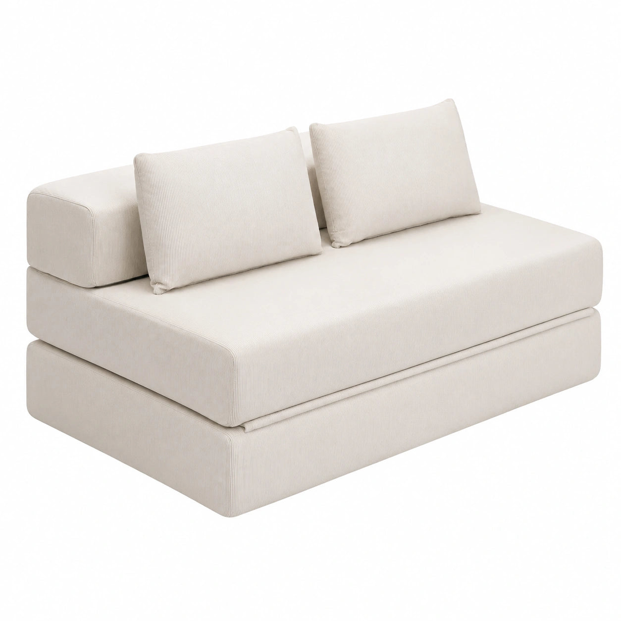 Canapé convertible, en velours côtelé, pliable, coloris beige, 2 places, pour le salon ou la chambre d’amis