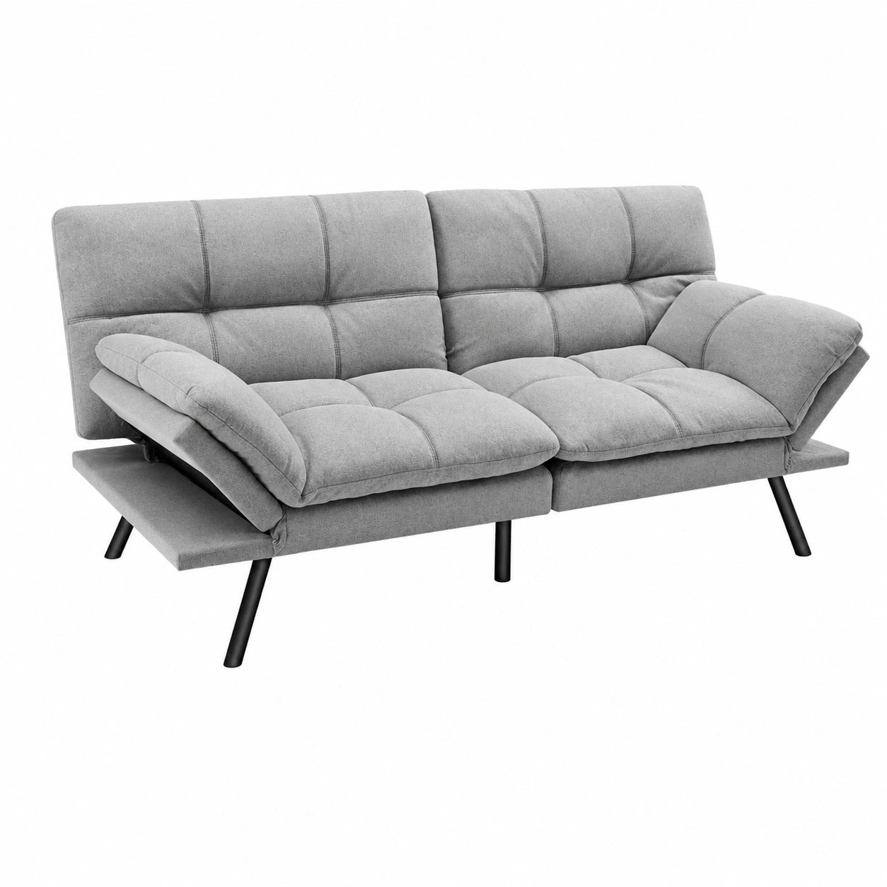 Canapé convertible, réglable, en métal, 3 places, coloris gris, pour le salon ou la chambre d’amis