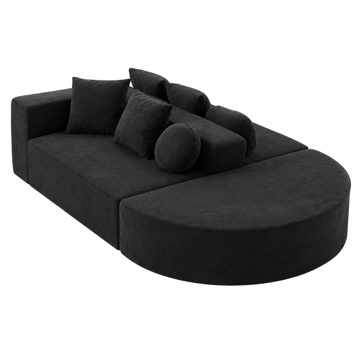 Canapé convertible, modulable, en tissu, 5 places, coloris noir, pour le salon ou la chambre d’amis