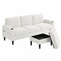 Canapé d’angle, modulable, avec rangement, en tissu, 4 places, coloris beige, pour le salon