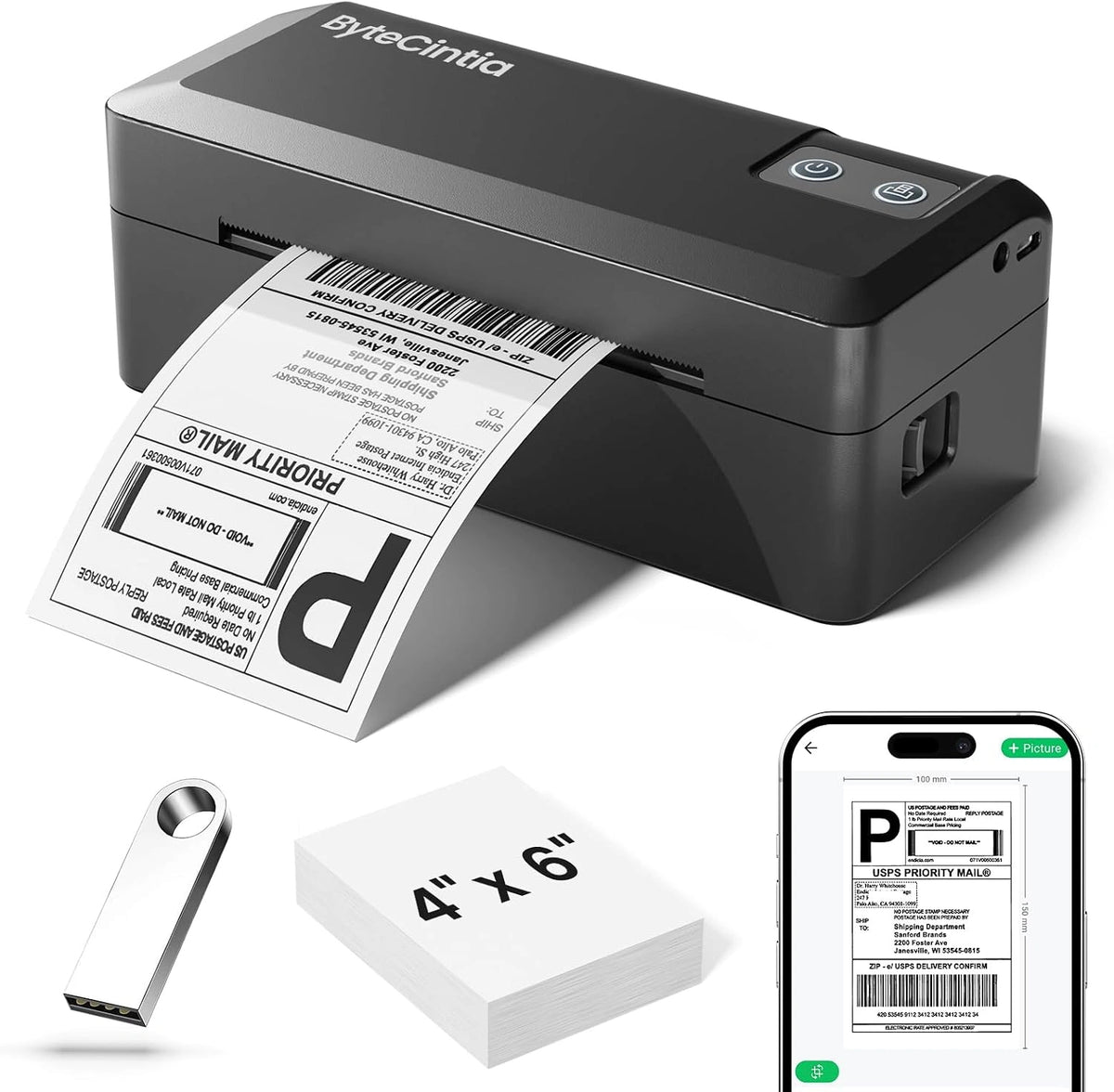 Imprimante, Bluetooth, Noir