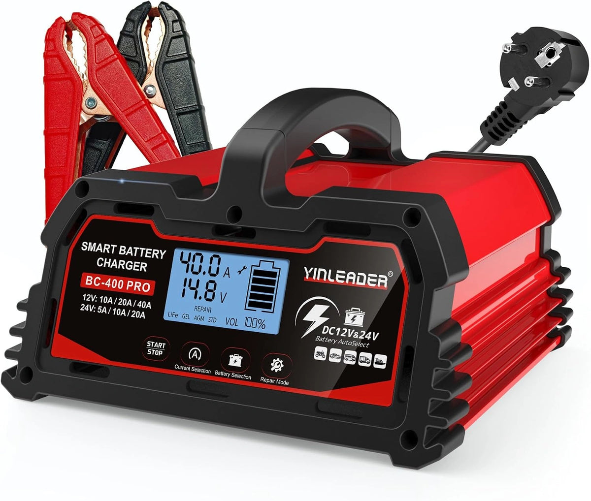 Yinleader, Batterie, 40A, 12V, 24V, connecté