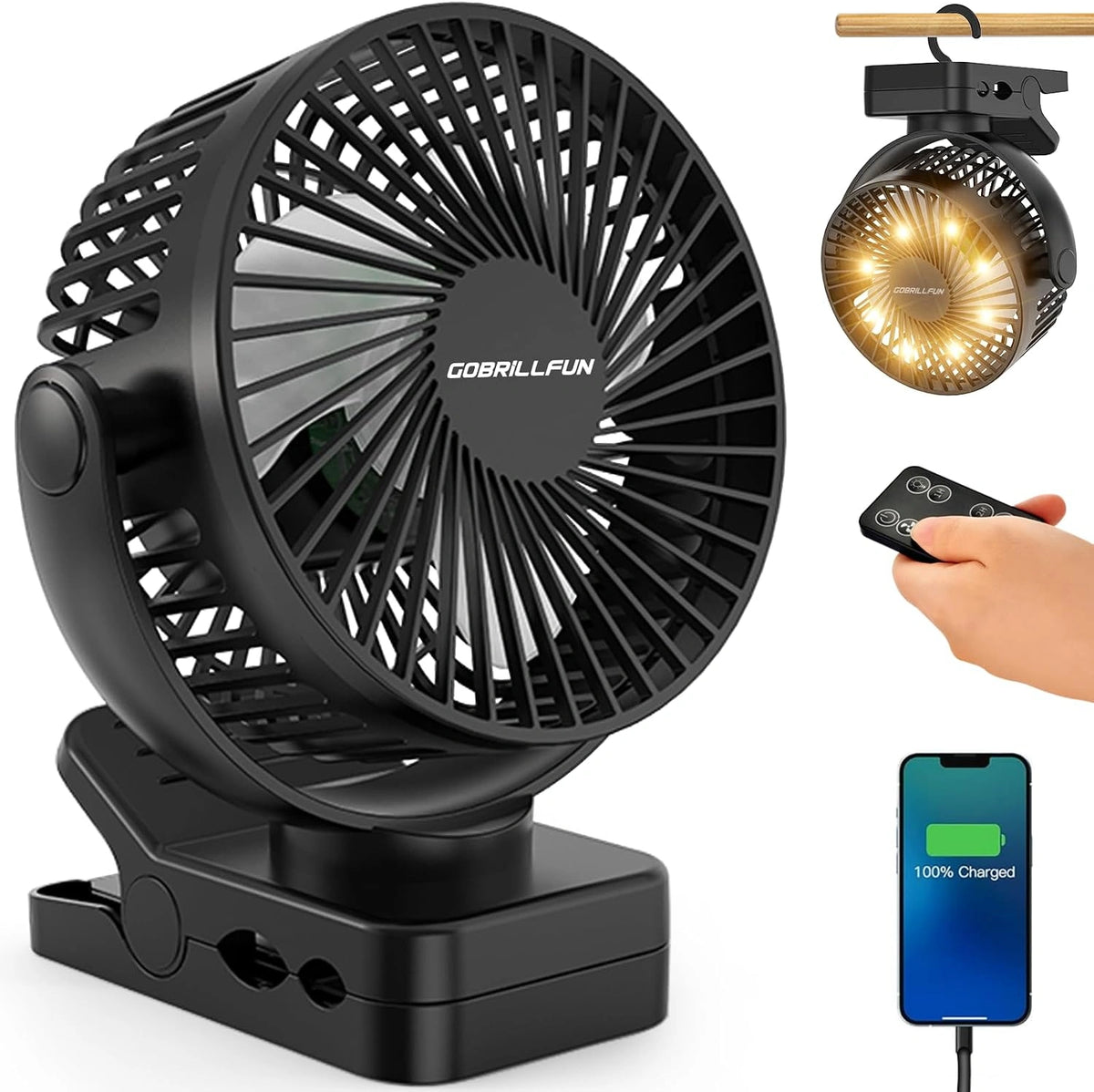mAh, Ventilateur, 12000 mAh, avec télécommande