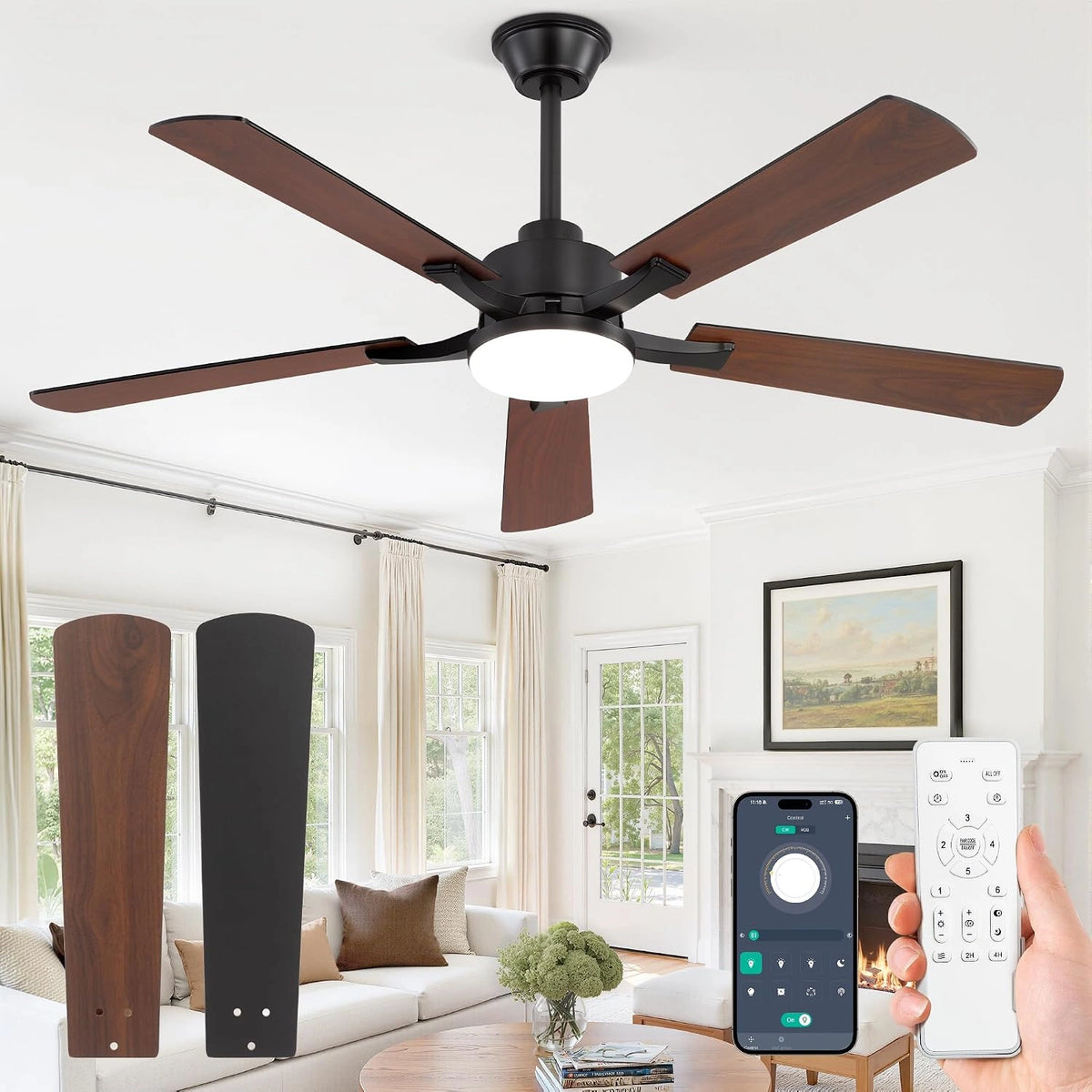 ZMISHIBO, Ventilateur, avec télécommande, fonctionnement silencieux, Noir